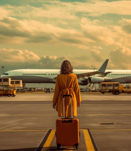 woman-leaves-airport-with-large-suitcase 1